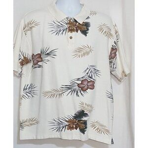 Haggar‎ EZ's Hawaiian Shirt Men's M Polo White Knit Cotton